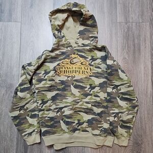Vintage Orange County Choppers Hoodie Mens M Puff PRINT Camo Sleeve Biker